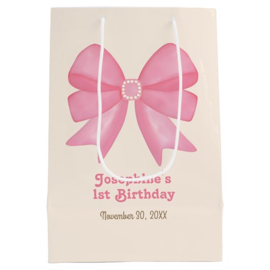 Minimale Schattigee Roze Boog Verjaardag Medium Cadeauzakje (Achterkant)