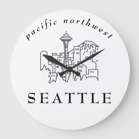 Minimale scheldlijn van Seattle Skyline Grote Klok (Voorkant)