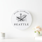 Minimale scheldlijn van Seattle Skyline Grote Klok (Huis)