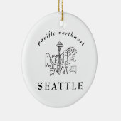 Minimale scheldlijn van Seattle Skyline Keramisch Ornament (Rechts)