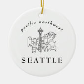 Minimale scheldlijn van Seattle Skyline Keramisch Ornament (Voorkant)