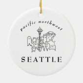 Minimale scheldlijn van Seattle Skyline Keramisch Ornament (Achterkant)