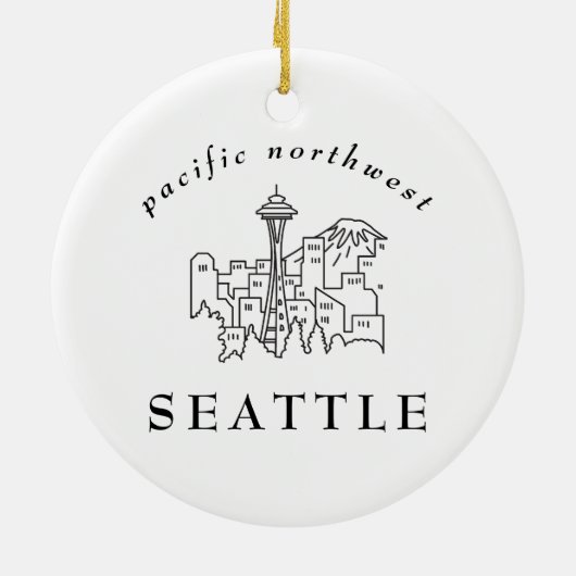 Minimale scheldlijn van Seattle Skyline Keramisch Ornament (Achterkant)