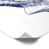 Minimale schellop-schelp in blauw poster (Hoek)