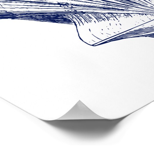 Minimale schellop-schelp in blauw poster (Hoek)