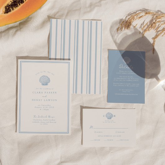 Minimale schelp kust bruiloft servetten