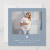 Minimale schemerblauwe foto QR CODE baby shower Kaart (Voorkant)