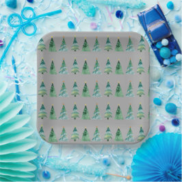 Minimale schets kerstboom illustratie papieren bordje