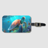 Minimale Schildpad Afbeelding Markeer Reis Bagage  Bagagelabel (Voorkant (horizontaal))