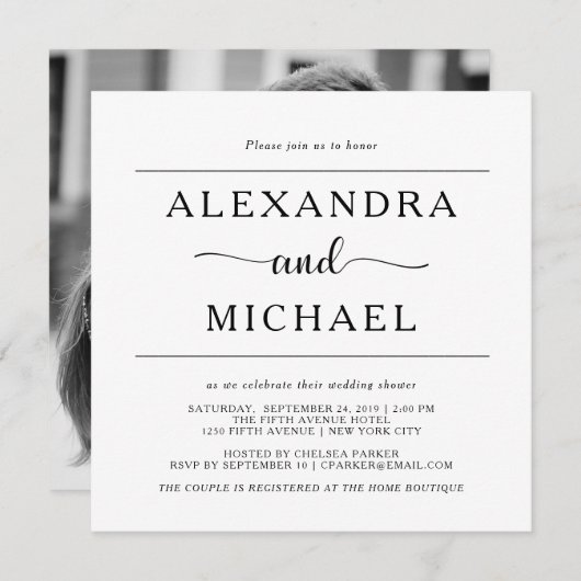 Minimale schoen voor zwarte en witte fotoparen kaart (Voorkant / Achterkant)