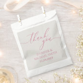Minimale schone beige script roze Dank je Bedankzakje (Geknipt)