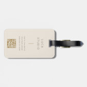 Minimale Schone Eenvoudige Moderne QR Code Goud en Bagagelabel (Achterkant horizontaal)