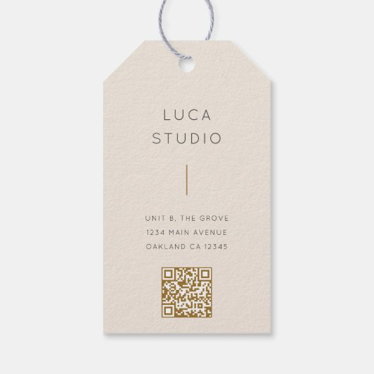 Minimale Schone Eenvoudige Moderne QR Code Goud en Cadeaulabel (Achterkant)