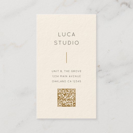 Minimale Schone Eenvoudige Moderne QR Code Goud en Visitekaartje (Achterkant)