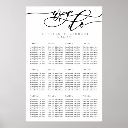 Minimale Schone Eenvoudige Trouwtafel Nummers Poster (Voorkant)
