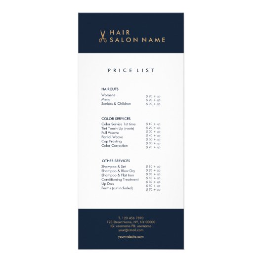 Minimale, schone goudschaar Hair Salon-stylist Reclamekaart (Voorkant)