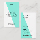 Minimale schone, heldere Blauwgroen referentiestan Visitekaartje (Voorkant / Achterkant)