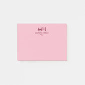 Minimale Schone Initiaal Roze Bourgondië Post-it® Notes (Voorkant)