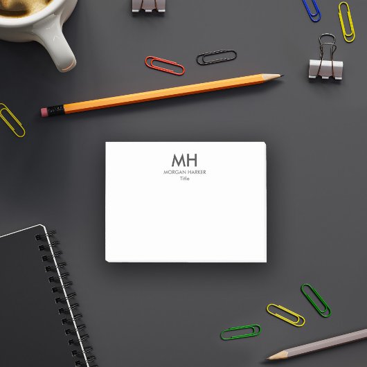 Minimale schone Initialen Witte grijs Post-it® Notes