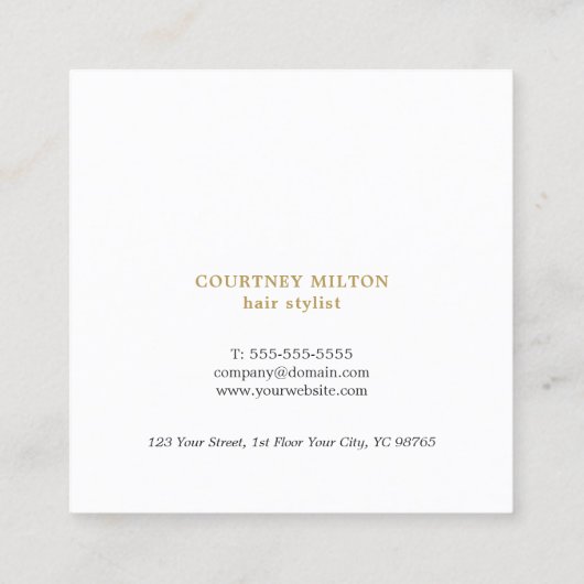 Minimale, schone, witte haarstijllijst vierkante visitekaartje (Achterkant)