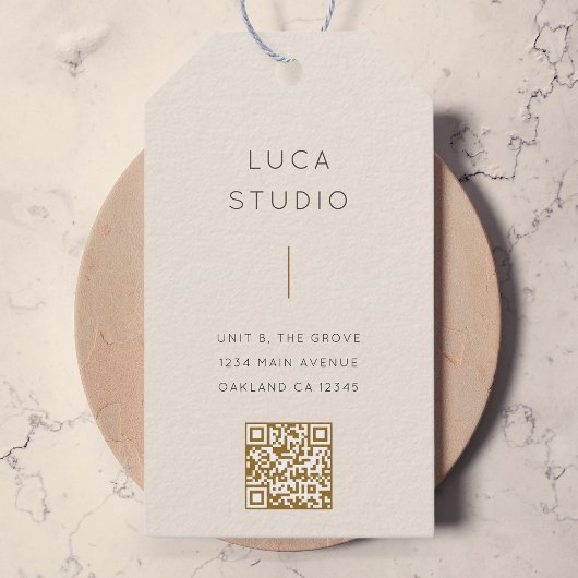 Minimale Schoon Eenvoudig Modern QR-code Goud en C Cadeaulabel