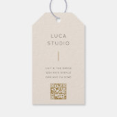 Minimale Schoon Eenvoudig Modern QR-code Goud en C Cadeaulabel (Achterkant)