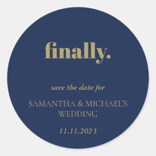 Minimale Schoon Goud Marineblauw Script Tenslotte Ronde Sticker