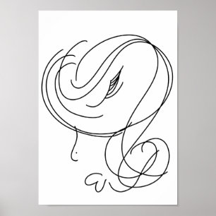 Minimale schoonheid vrouw lijnkunst poster