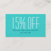 Minimale schoonheidsmake-up, artiest, blauwgroen visitekaartje (Achterkant)