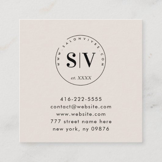 Minimale schoonheidssalon Professional Business Contactkaartje (Achterkant)