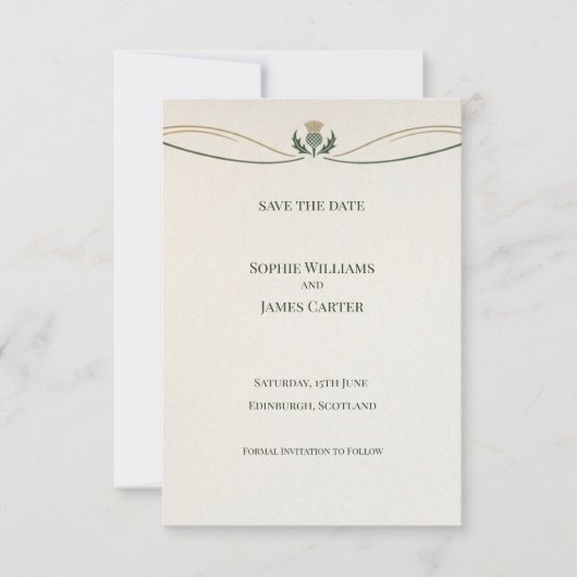 Minimale Schotse Distel Save the Date Kaart (Voorkant)
