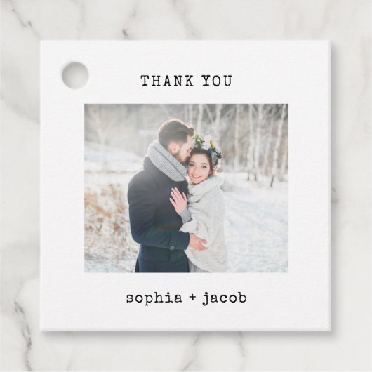 Minimale schrijfmachine | Bedankt voor de foto Bedankjes Labels (Voorkant)