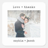 Minimale schrijfmachine | Bedankt voor het bruilof Vierkante Sticker (Voorkant)