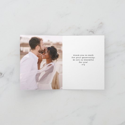 Minimale schrijfmachine | Drie foto's bruiloft Bedankkaart (Binnen)