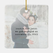 Minimale schrijfmachine | Eerste kerst Keramisch Ornament (Achterkant)