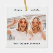 Minimale schrijfmachine | Foto van beste vrienden  Keramisch Ornament (Voorkant)