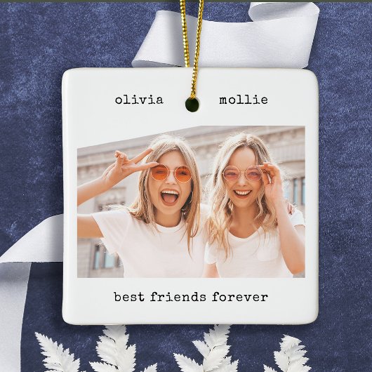 Minimale schrijfmachine | Foto van beste vrienden  Keramisch Ornament