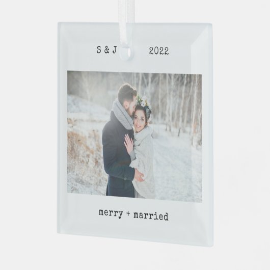 Minimale schrijfmachine | Foto van Merry en Marrie Glas Ornament (Voorkant links)