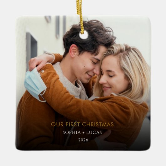 Minimale schrijfmachine | Foto van Merry en Marrie Keramisch Ornament (Voorkant)