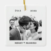 Minimale schrijfmachine | Foto van Merry en Marrie Keramisch Ornament (Voorkant)