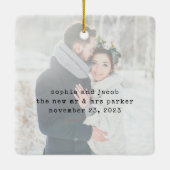 Minimale schrijfmachine | Foto van Merry en Marrie Keramisch Ornament (Achterkant)