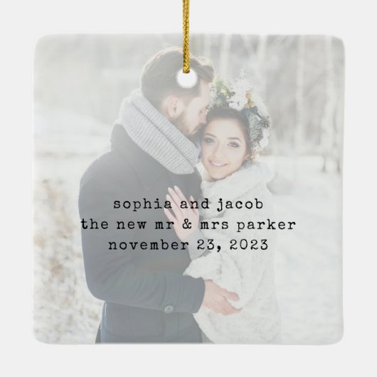 Minimale schrijfmachine | Foto van Merry en Marrie Keramisch Ornament (Achterkant)