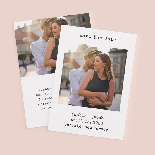 Minimale schrijfmachine | Twee simpele foto's Save The Date
