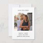Minimale schrijfmachine | Twee simpele foto's Save The Date (Voorkant)