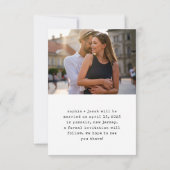 Minimale schrijfmachine | Twee simpele foto's Save The Date (Achterkant)