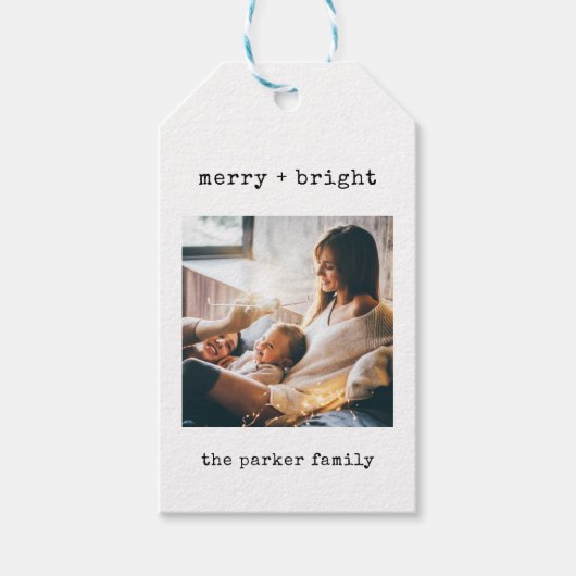 Minimale schrijfmachine | Vrolijk kerstfeest met f Cadeaulabel (Voorkant)