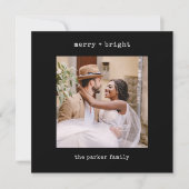 Minimale schrijfmachine | Vrolijk kerstfeest met f Feestdagenkaart (Voorkant)