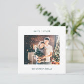 Minimale schrijfmachine | Vrolijk kerstfeest met f Feestdagenkaart (Staand voorkant)