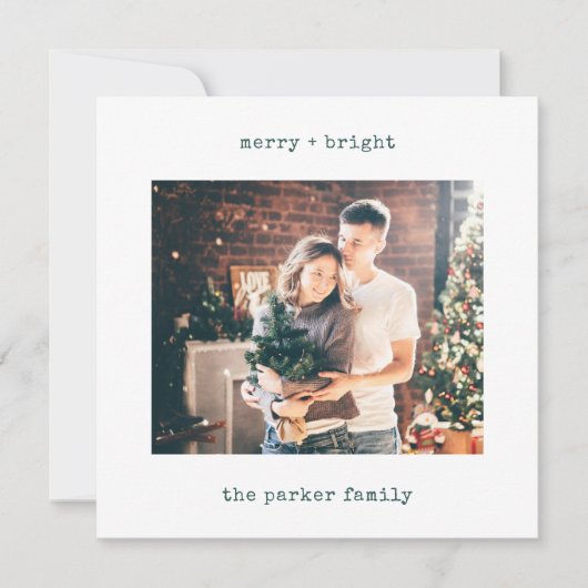 Minimale schrijfmachine | Vrolijk kerstfeest met f Feestdagenkaart (Voorkant)