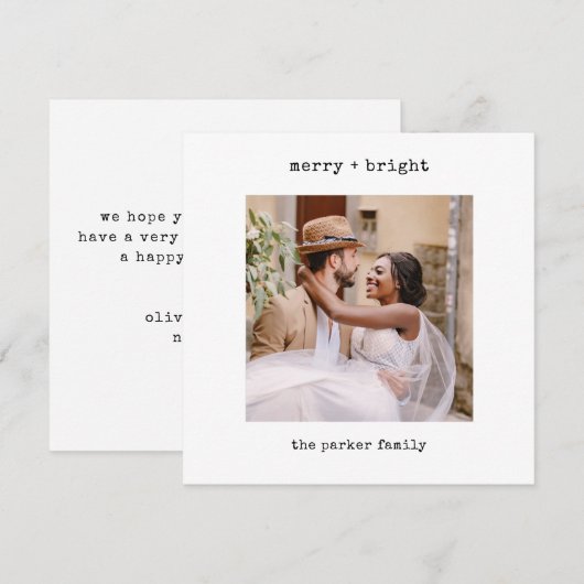 Minimale schrijfmachine | Vrolijk kerstfeest met f Feestdagenkaart (Voorkant / Achterkant)